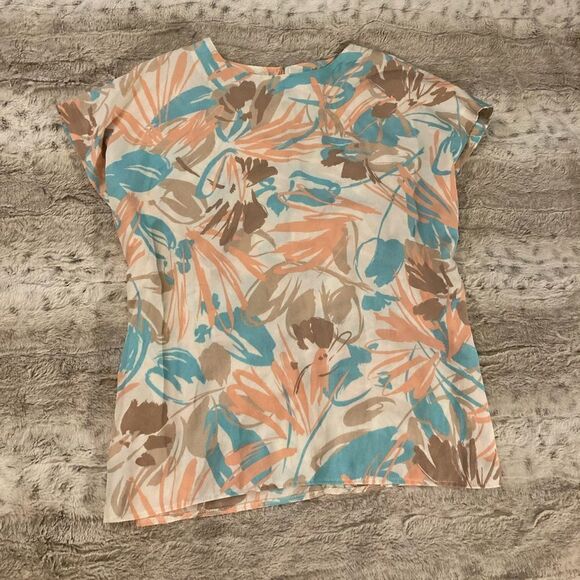 : : VINTAGE 80s Abstract Floral Print Blouse : : - Picture 2 of 16